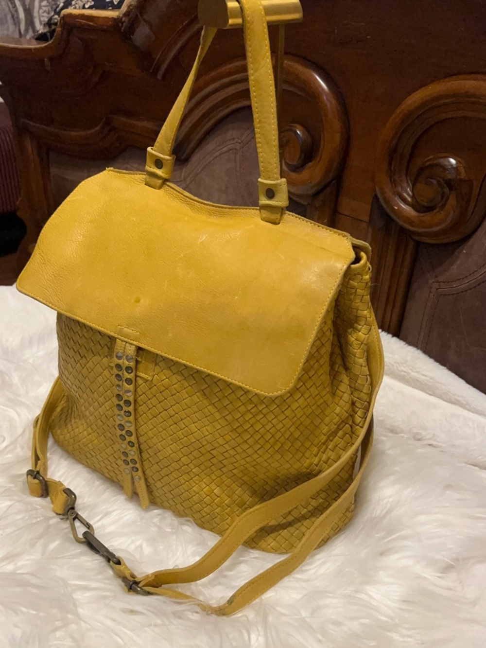 Viola castellani Woven must leather sconvertible backpack or crossbody  bag - Picture 6 of 13